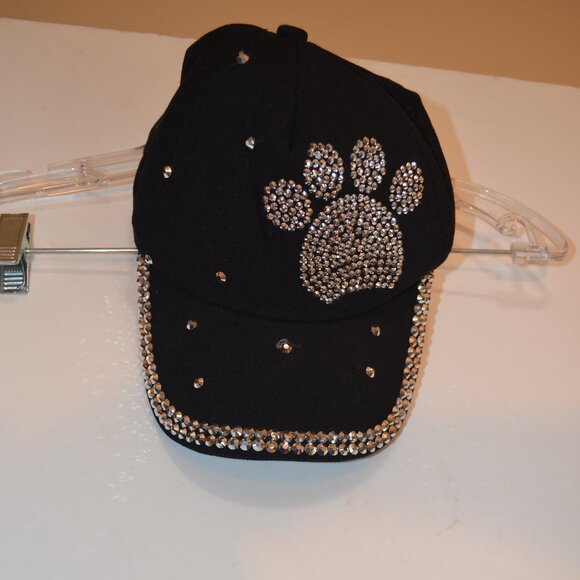 Cap Baseball Black Silverton Rhinestones Decoration Dog's Paw Polyester One Size - Picture 4 of 6